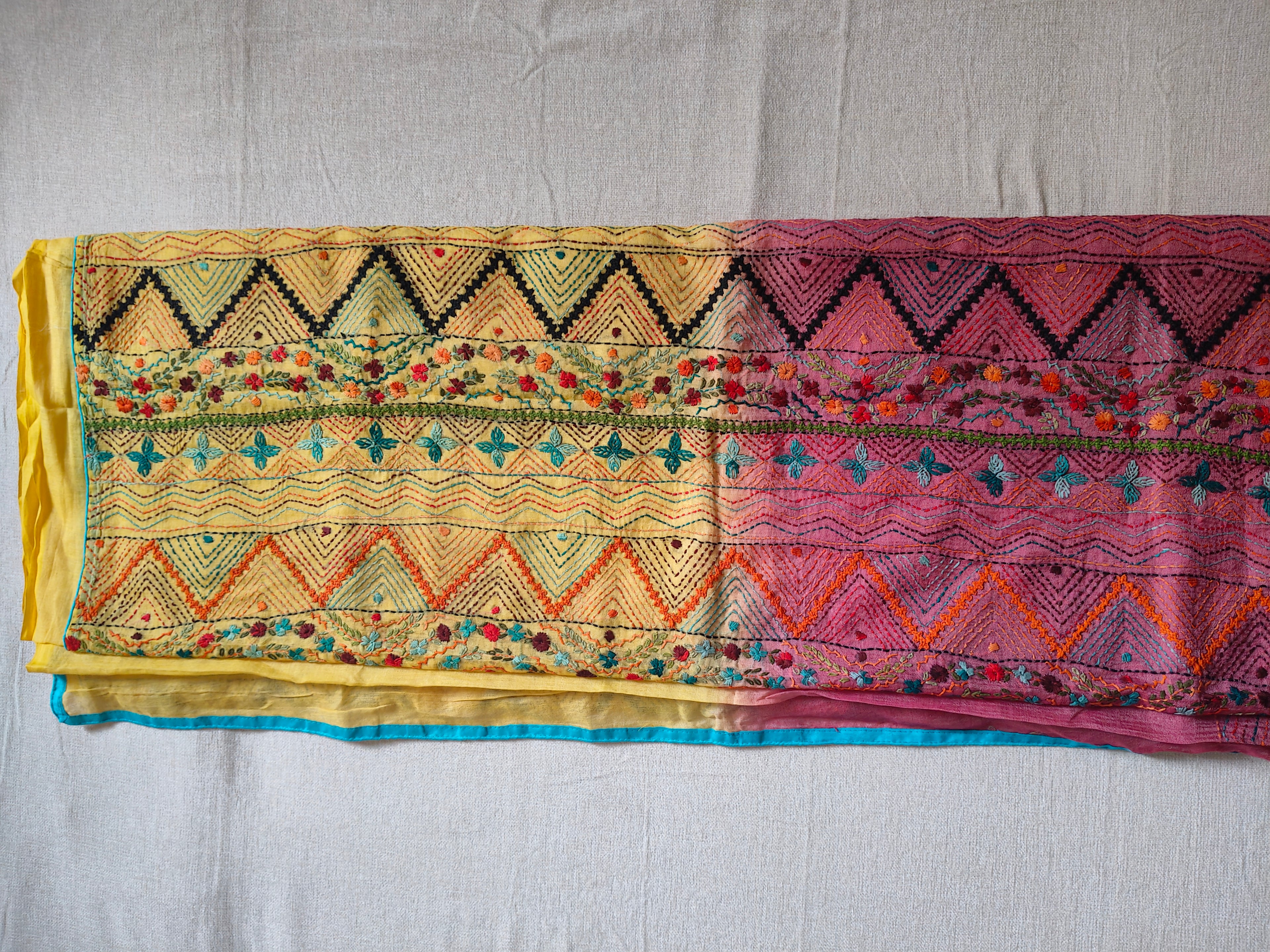 Pure Bhagalpuri Silk Saree with Authentic Lambani Hand Embroidery