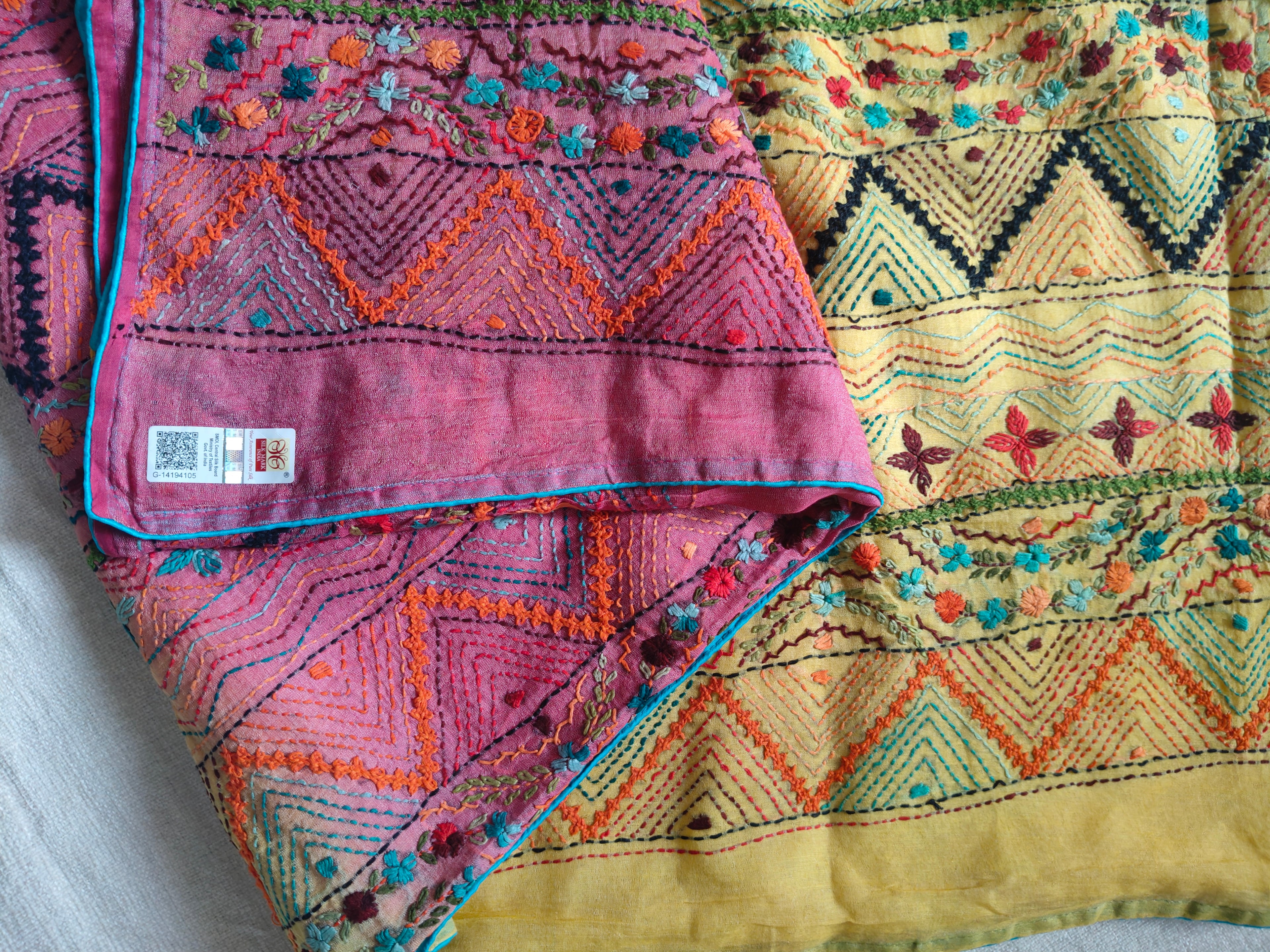 Pure Bhagalpuri Silk Saree with Authentic Lambani Hand Embroidery