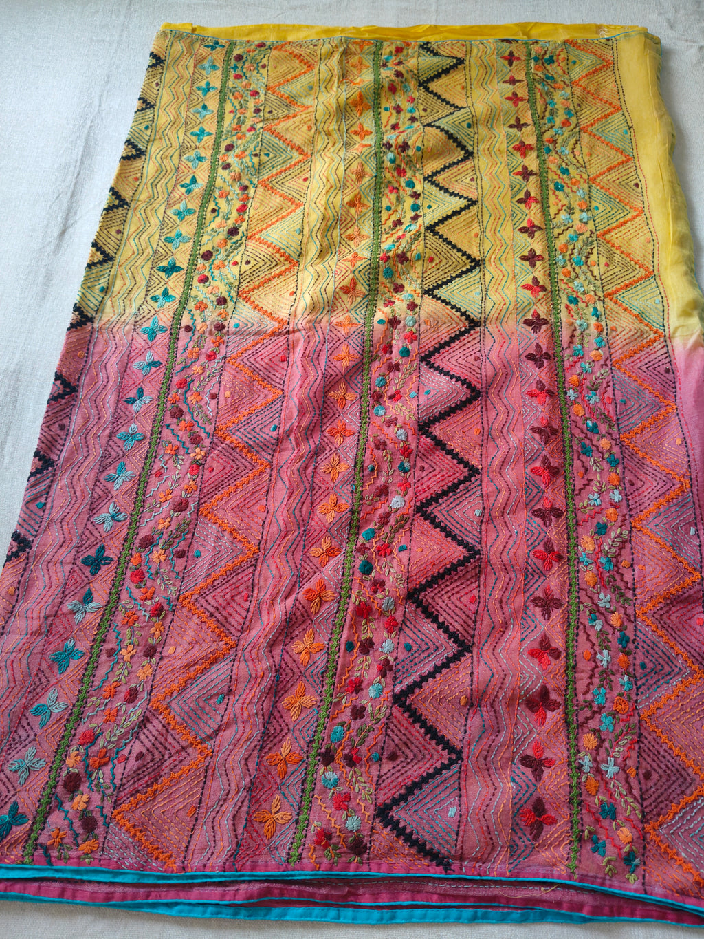 Pure Bhagalpuri Silk Saree with Authentic Lambani Hand Embroidery