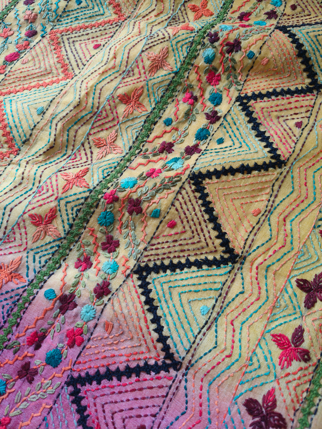 Pure Bhagalpuri Silk Saree with Authentic Lambani Hand Embroidery