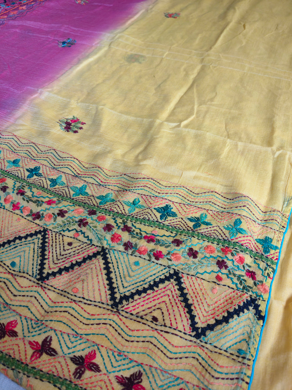 Pure Bhagalpuri Silk Saree with Authentic Lambani Hand Embroidery