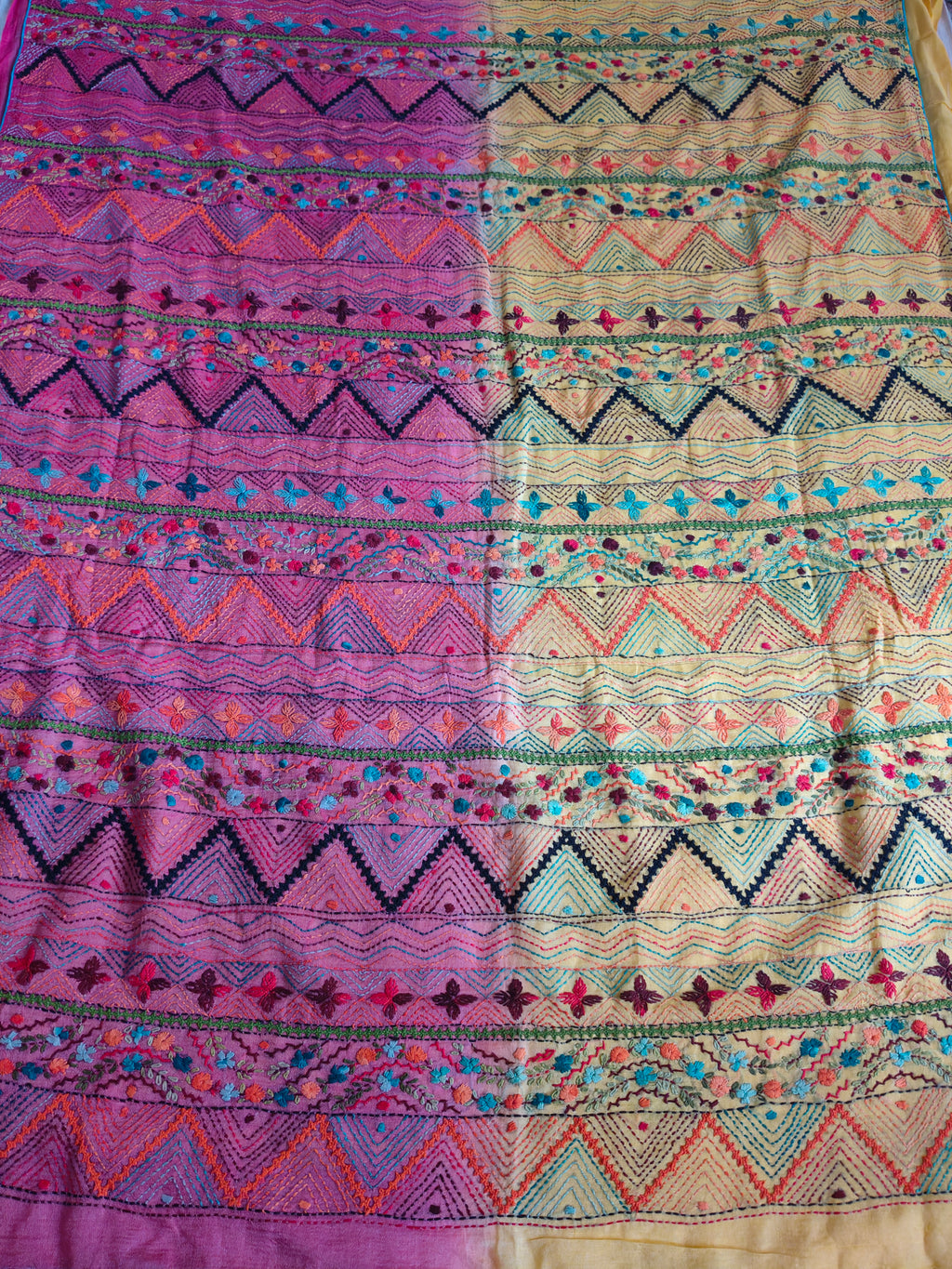 Pure Bhagalpuri Silk Saree with Authentic Lambani Hand Embroidery