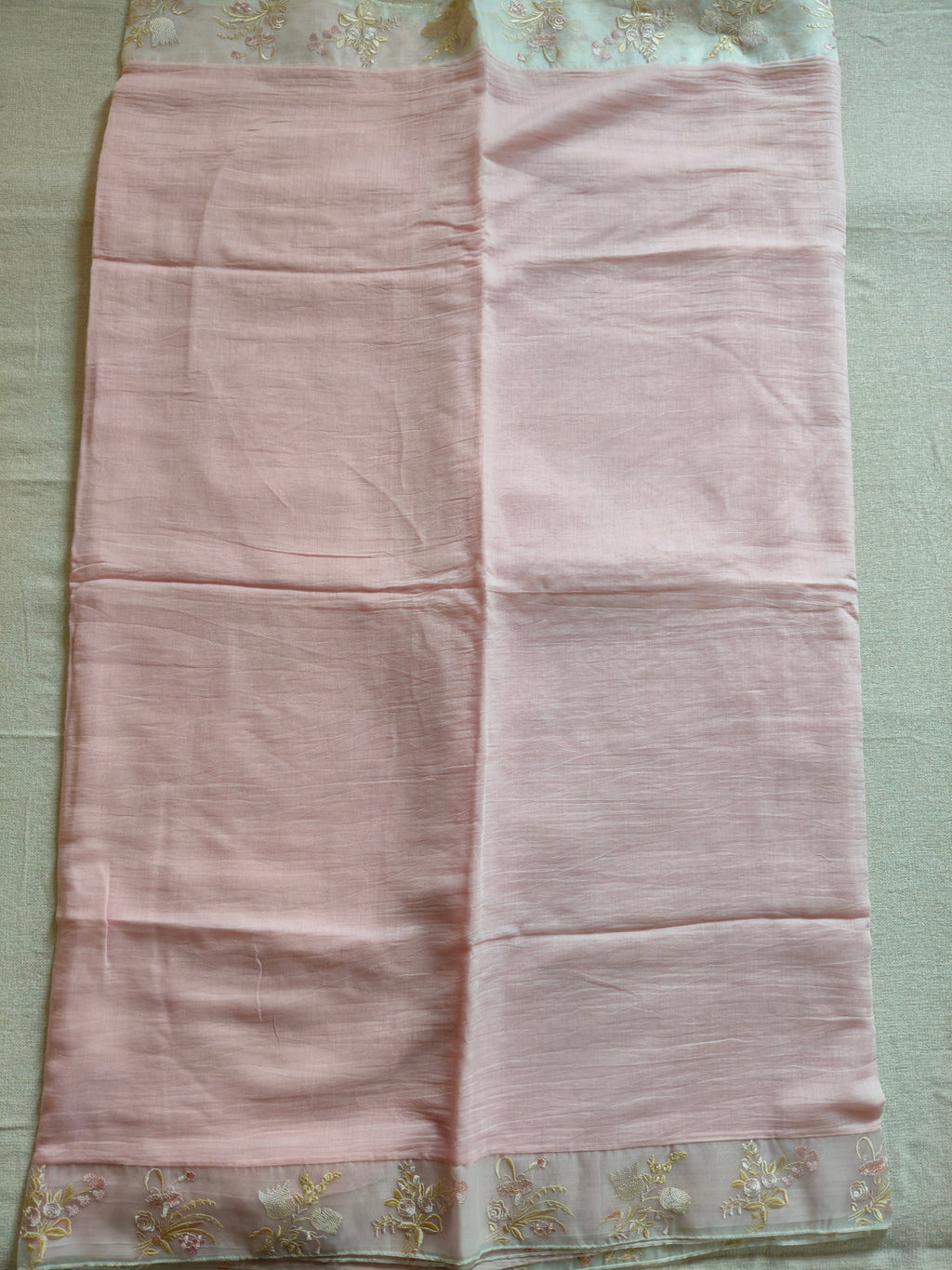 Mal Cotton Saree with Kora Embroidery Border - Blush Pink