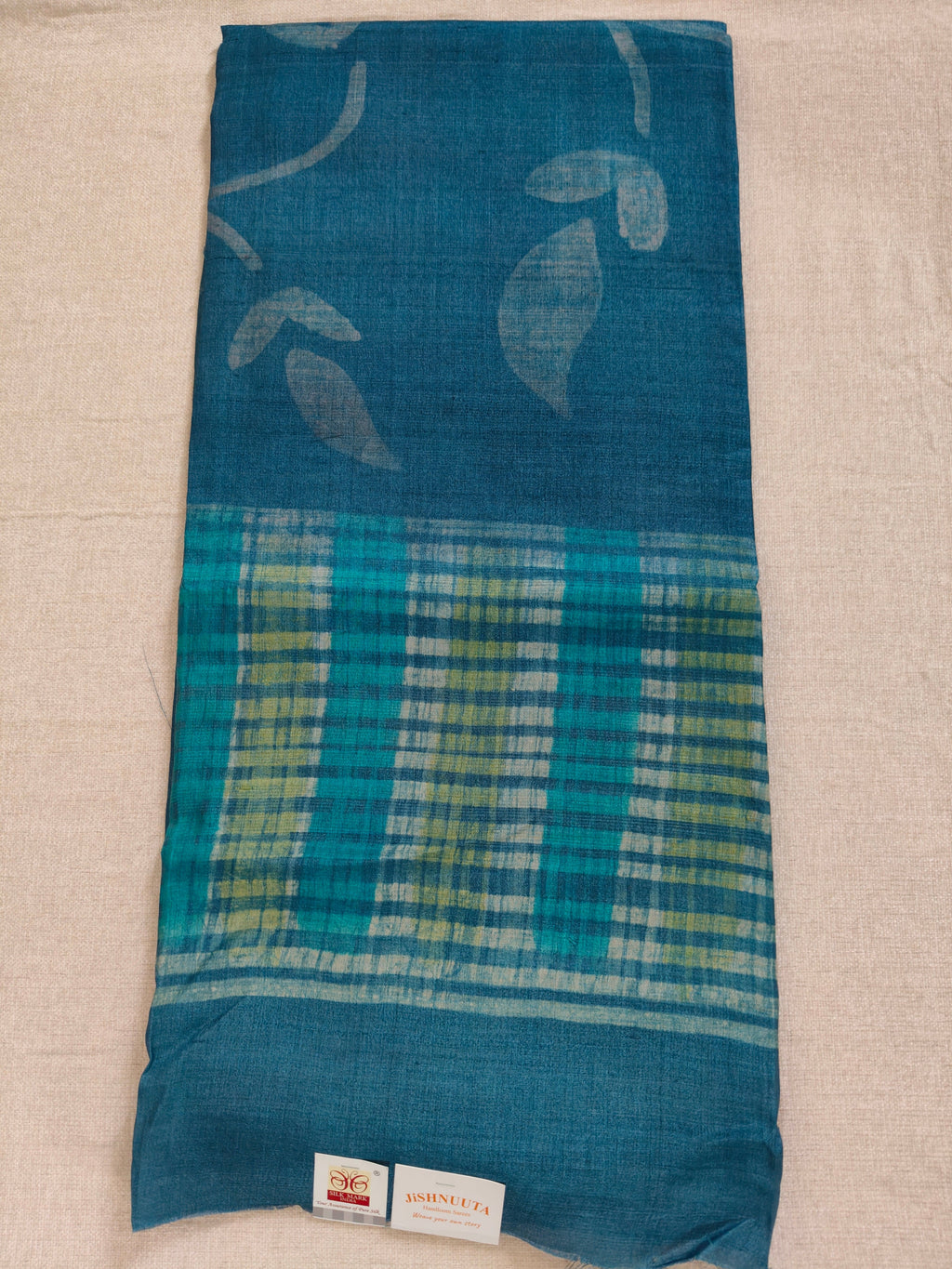 Digital Print Tussar Silk Saree - Deep Teal-Blue