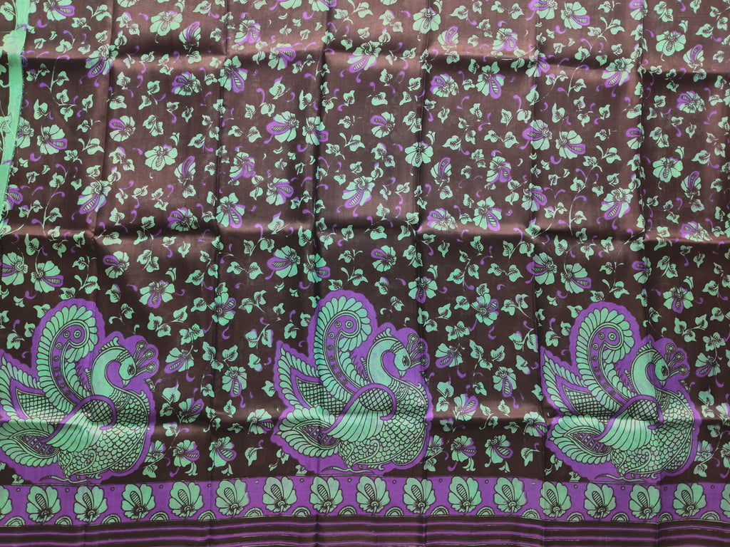 Coffee Brown Pure Silk Saree with Peacock Pallu