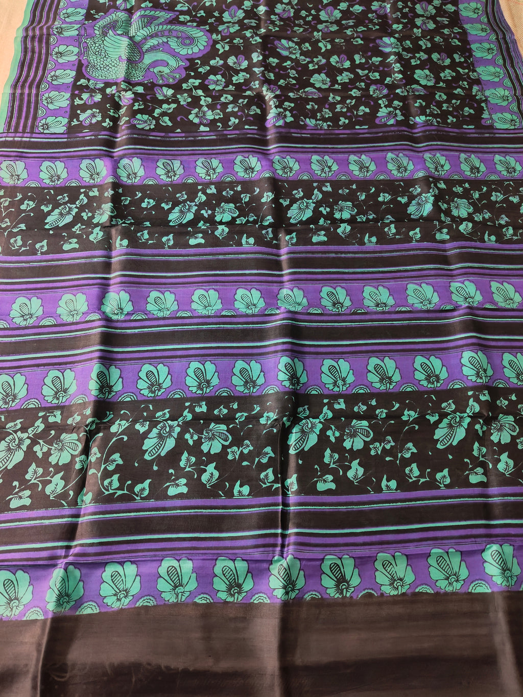 Coffee Brown Pure Silk Saree with Peacock Pallu