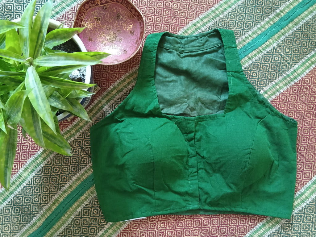 Green Cotton Sleeveless Lambani Blouse