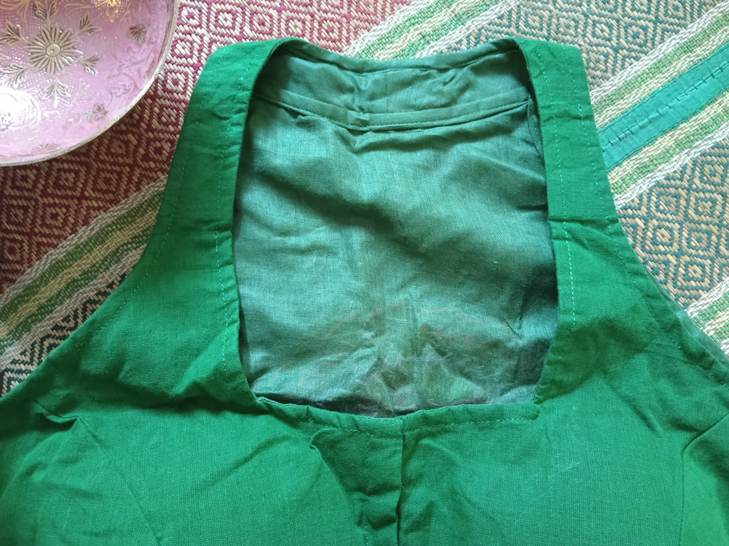 Green Cotton Sleeveless Lambani Blouse