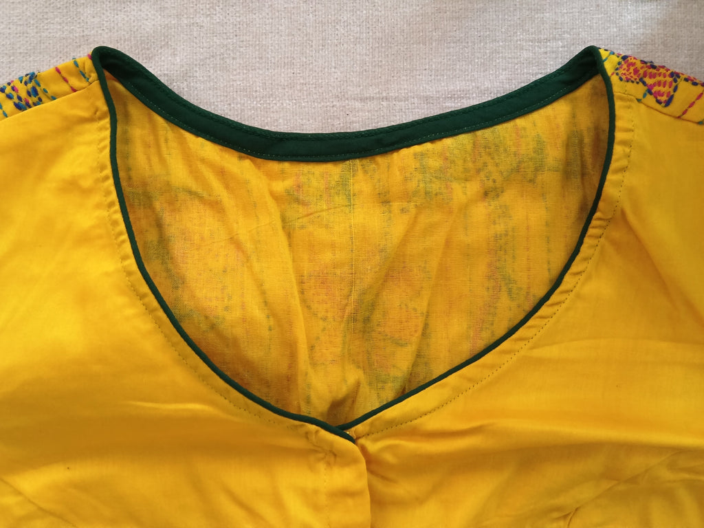 Mustard Yellow Cotton Kantha Blouse