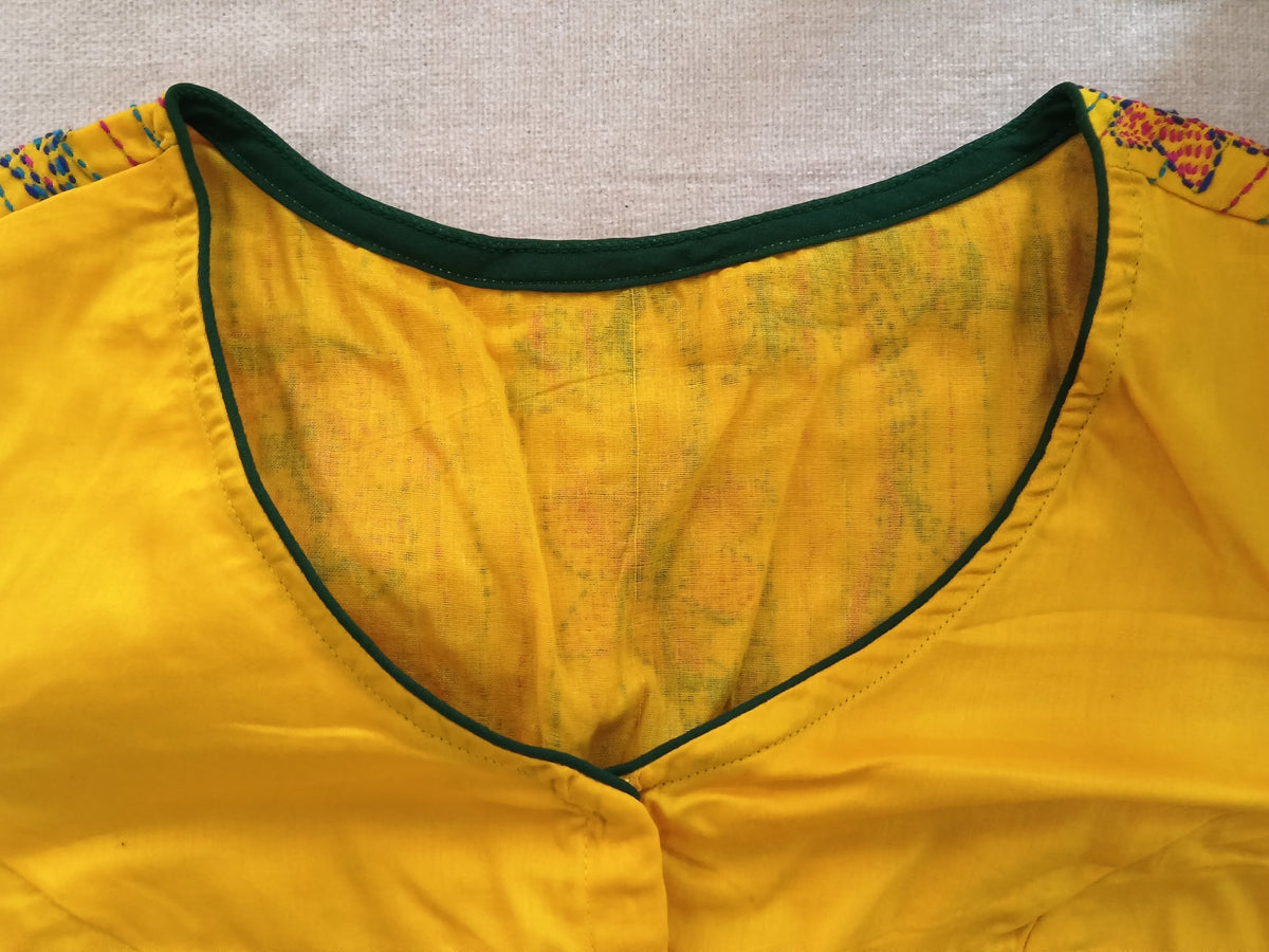 Mustard Yellow Cotton Kantha Blouse