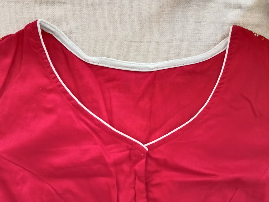 Crimson Red Cotton Kantha Blouse