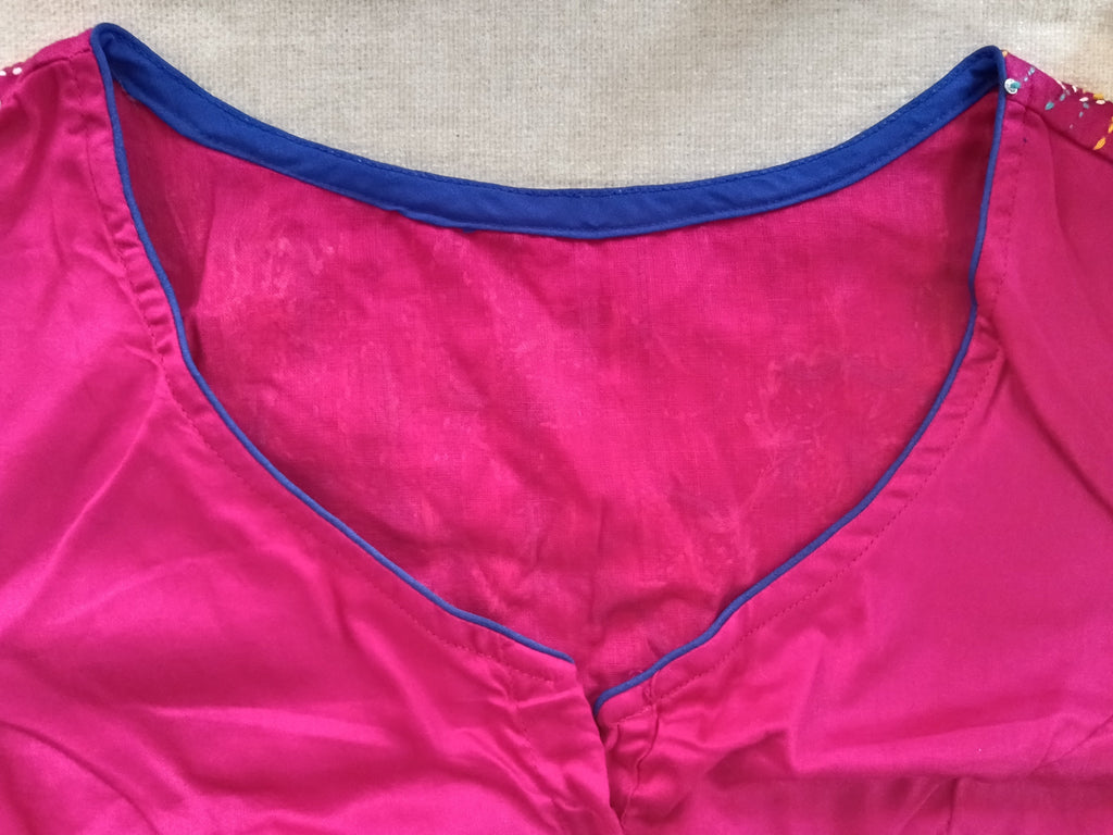 Magenta Pink Cotton Kantha Blouse