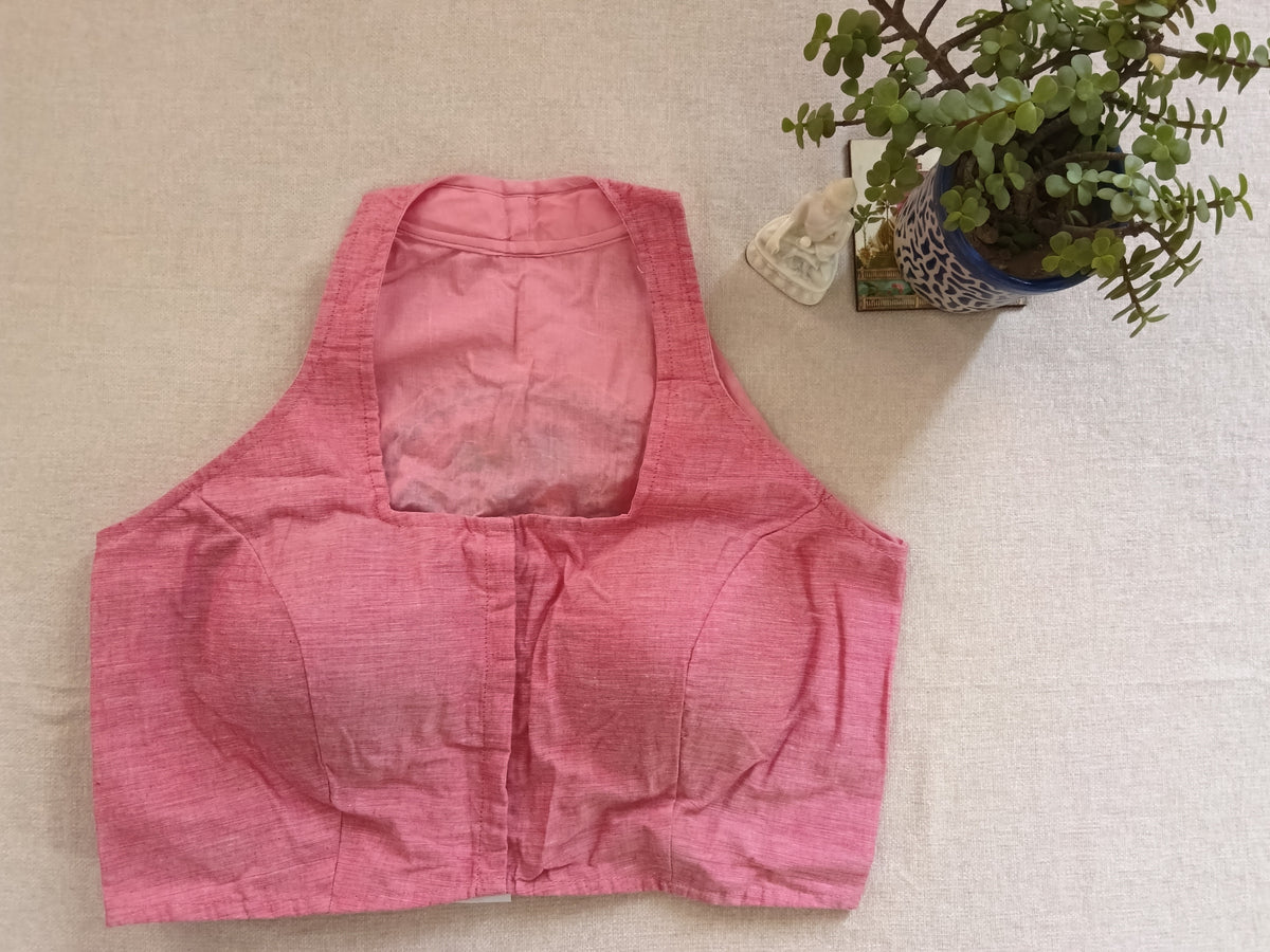 Pink Cotton Sleeveless Lambani Blouse