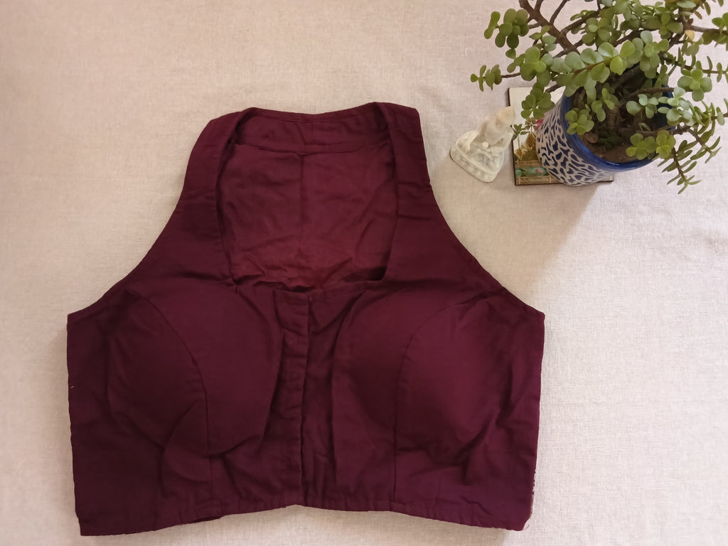 Cotton Sleeveless Lambani Padded Blouse - Maroon