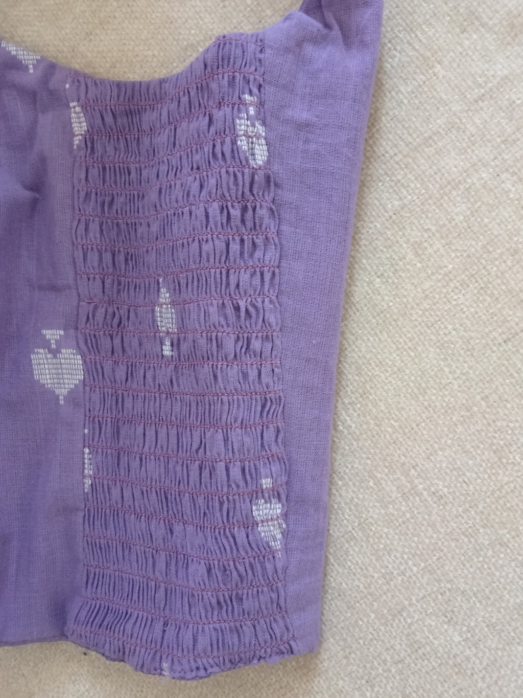 Mauve Cotton Jamdani Stretchable Sleeveless Blouse