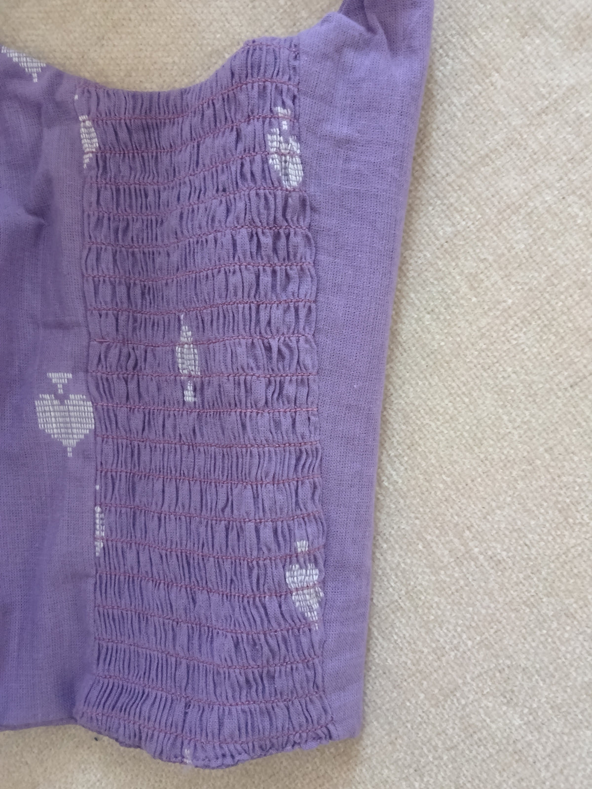 Mauve Cotton Jamdani Stretchable Sleeveless Blouse