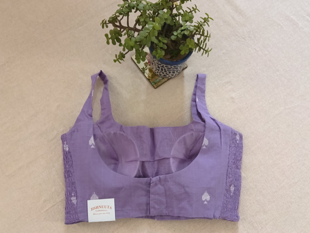 Mauve Cotton Jamdani Stretchable Sleeveless Blouse