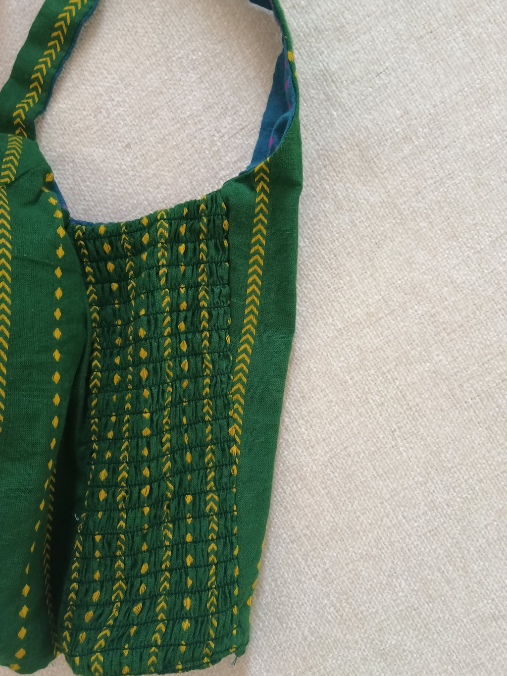Reversible Stretch Cotton Blouse – Green & Blue, Padded Sleeveless