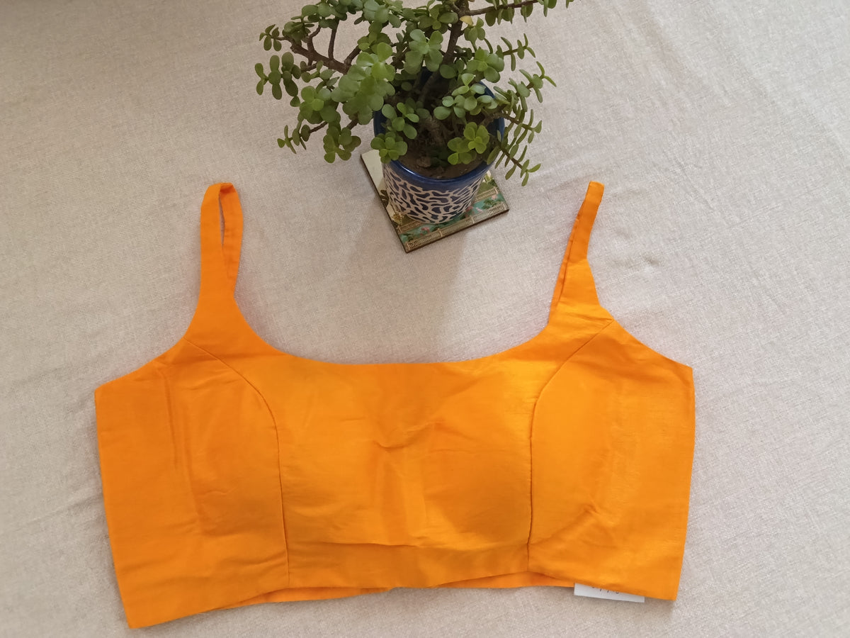 Chrome Yellow Raw Silk Sleeveless Blouse