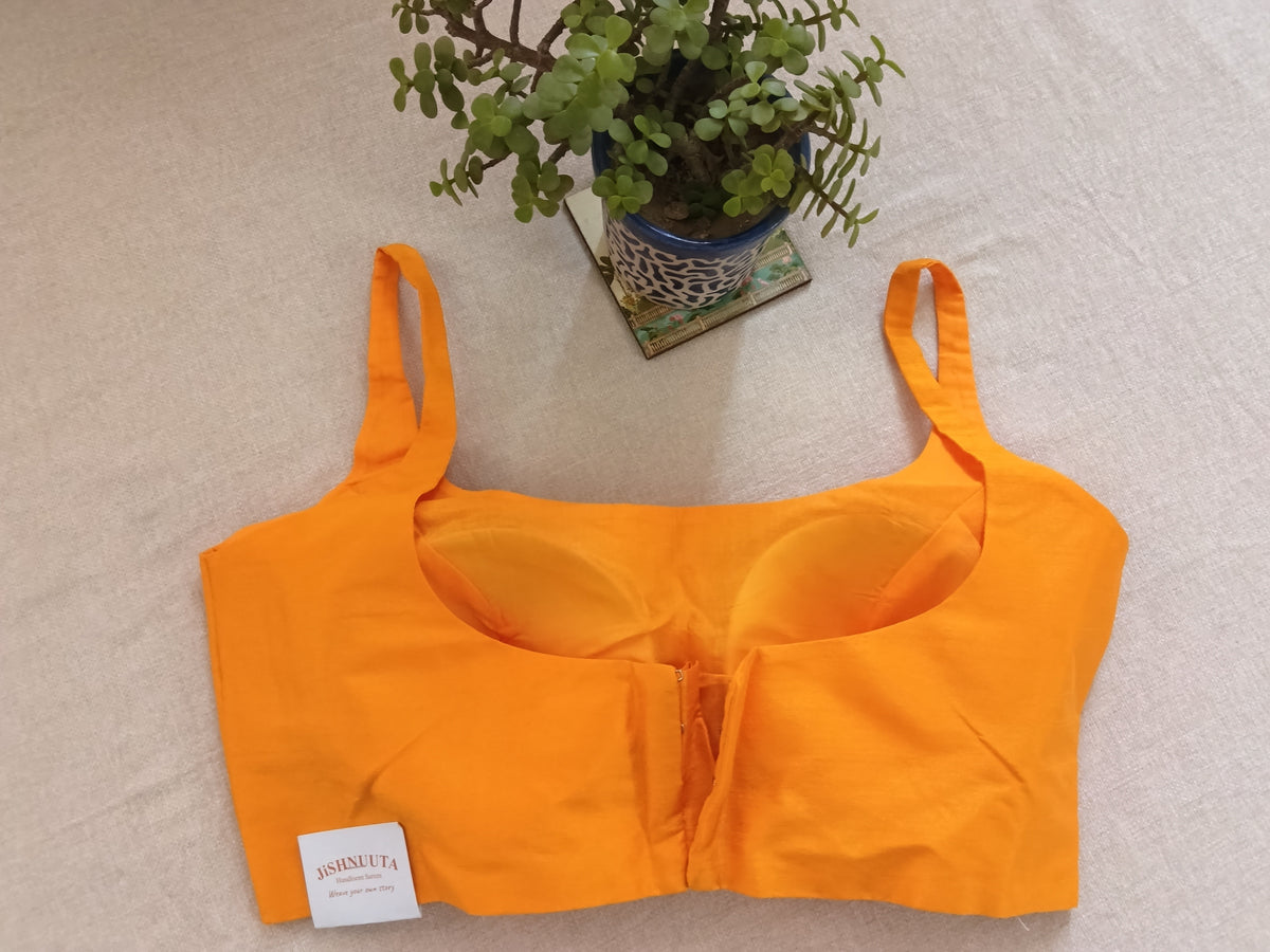 Chrome Yellow Raw Silk Sleeveless Blouse