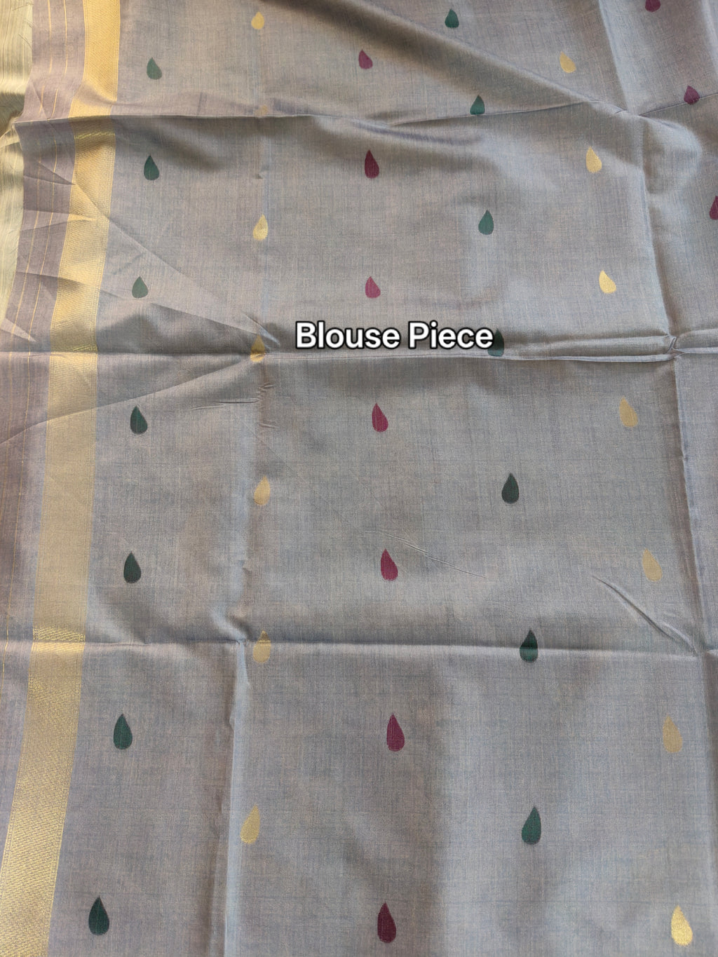 Misty Blue-Grey Pure Tussar Jamdani Saree
