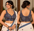 Blue-Red Modal Ajrakh-Inspired Sleeveless Padded Blouse