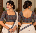 Modal Ajrakh-Inspired Square-Print Padded Blouse