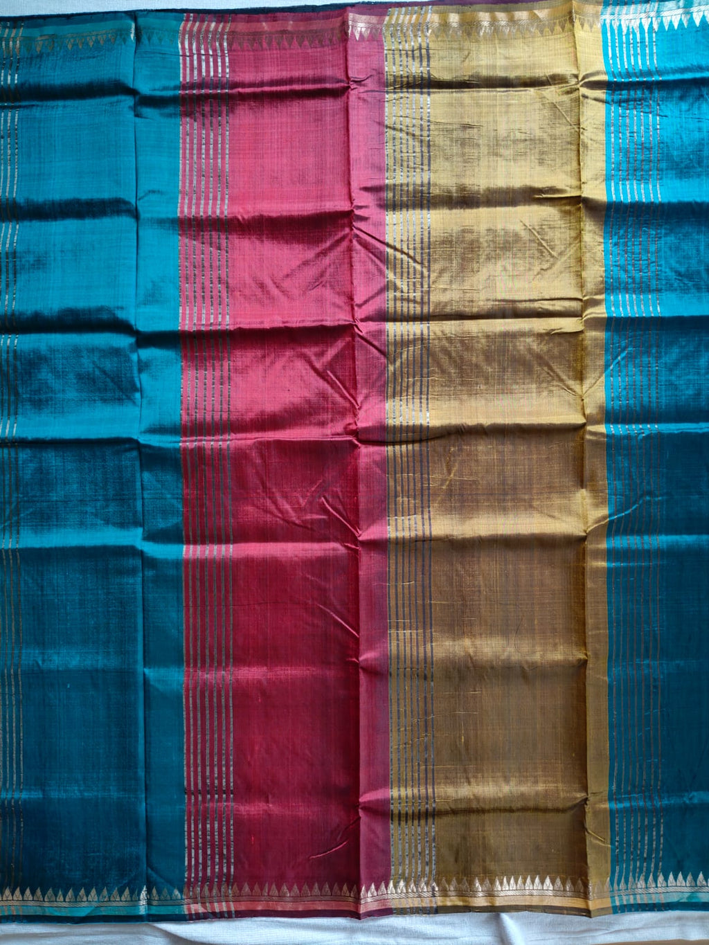 Pure Katan Silk Saree with Inch Border – Classic Black with Contrast Multicolour Pallu
