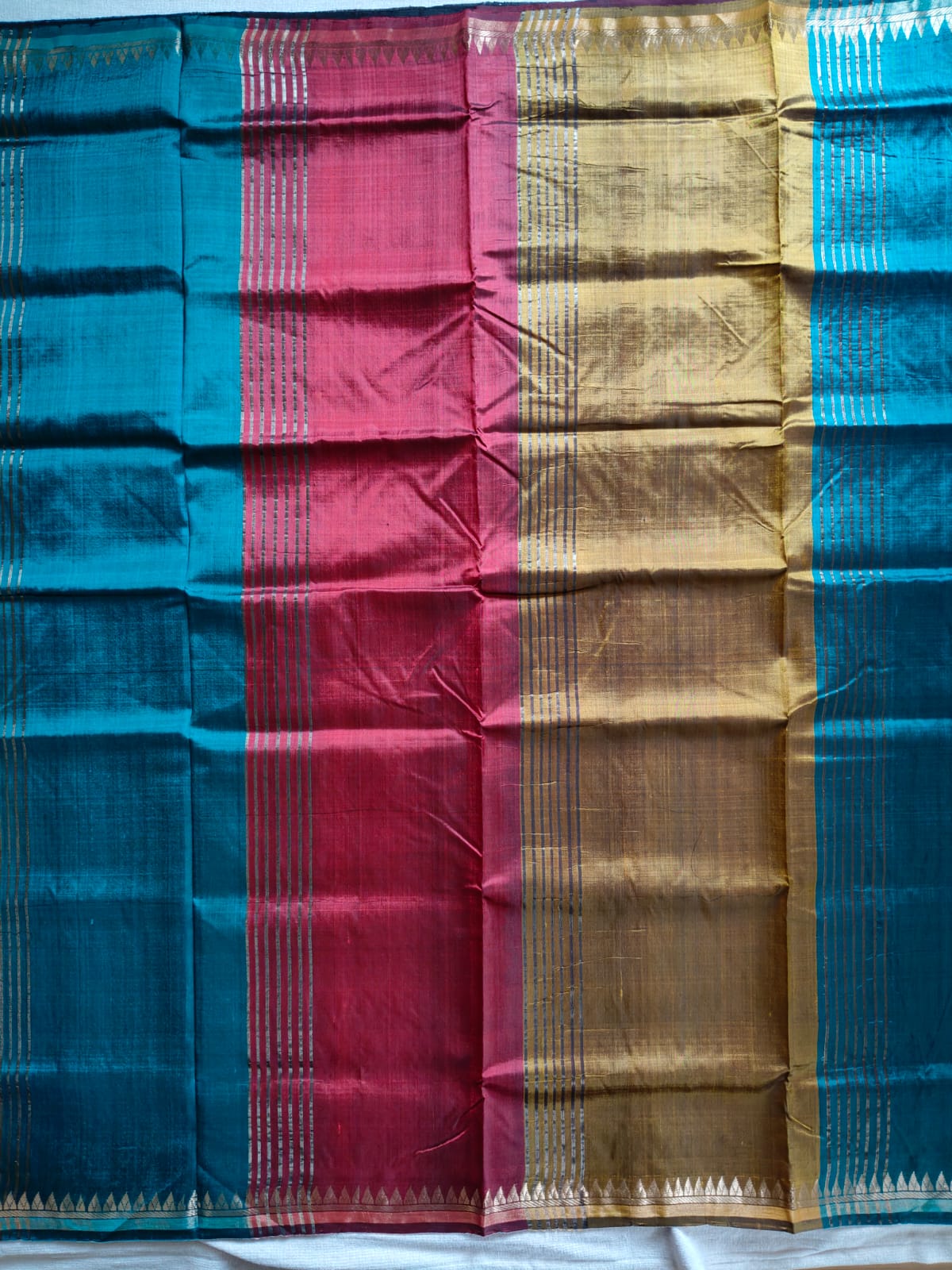 Pure Katan Silk Saree with Inch Border – Classic Black with Contrast Multicolour Pallu