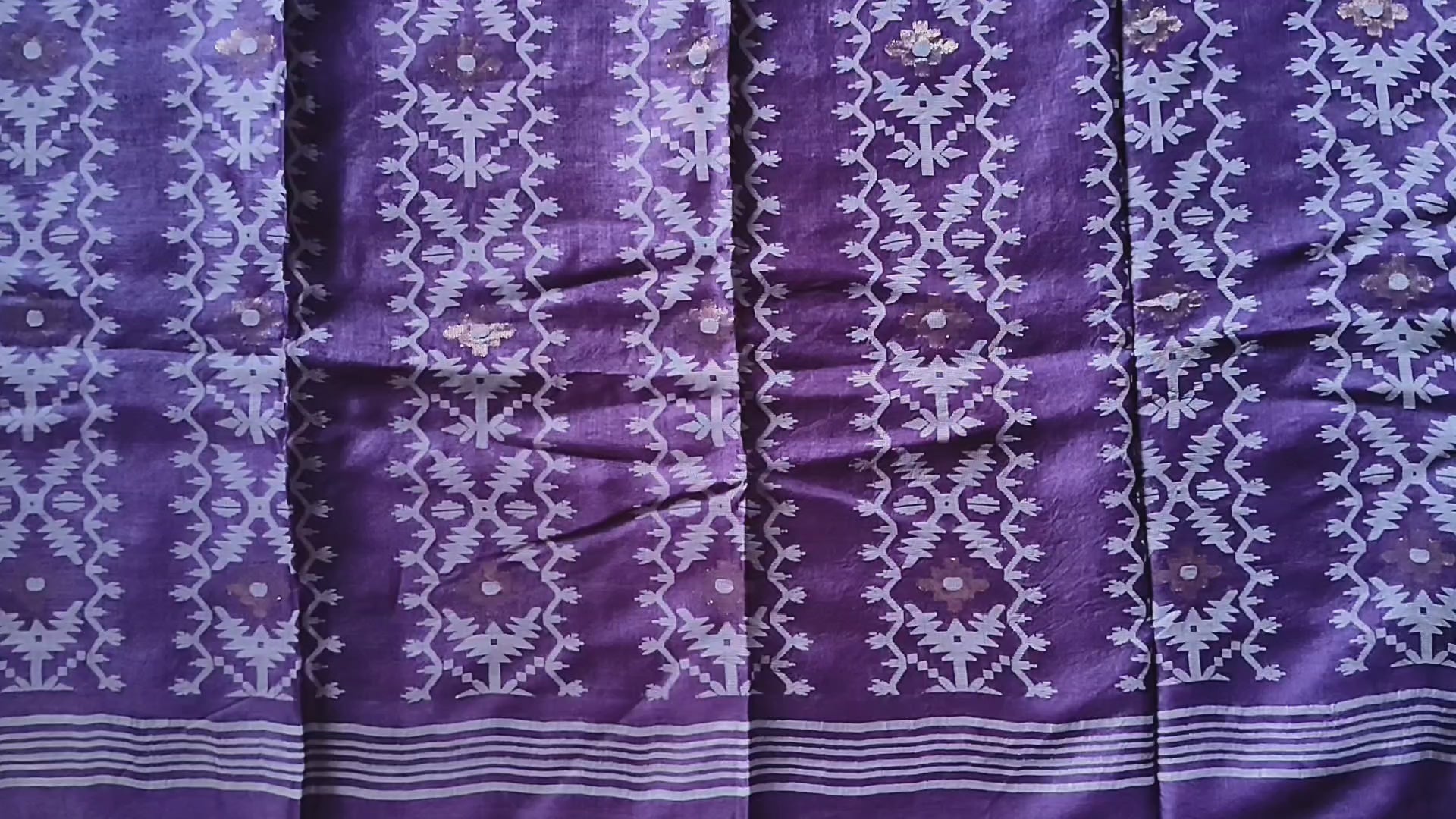 Pure Tussar Jamdani Silk Saree – Royal Purple Woven Designer Pallu