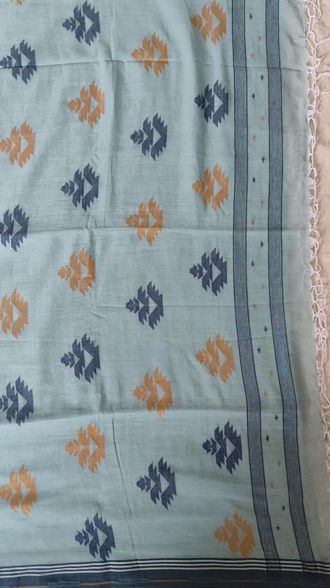 Cotton Khadi Saree - Powder Blue