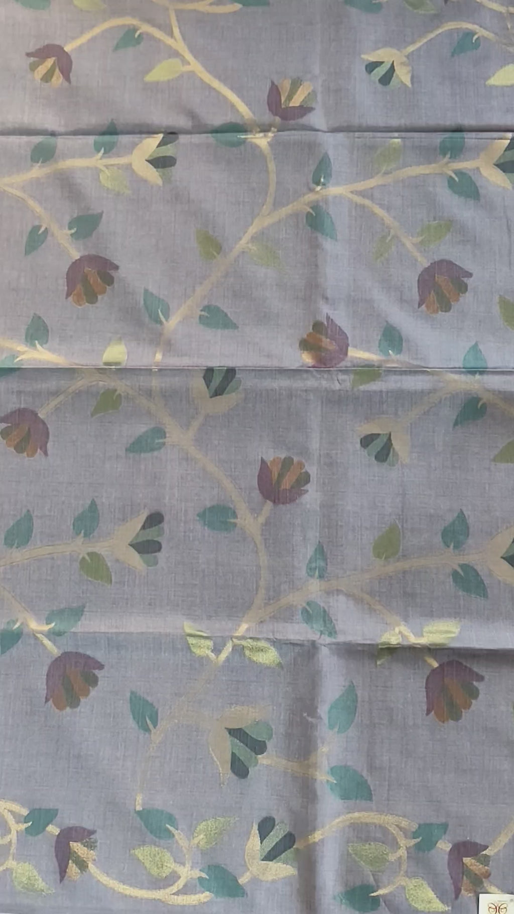 Misty Blue-Grey Pure Tussar Jamdani Saree