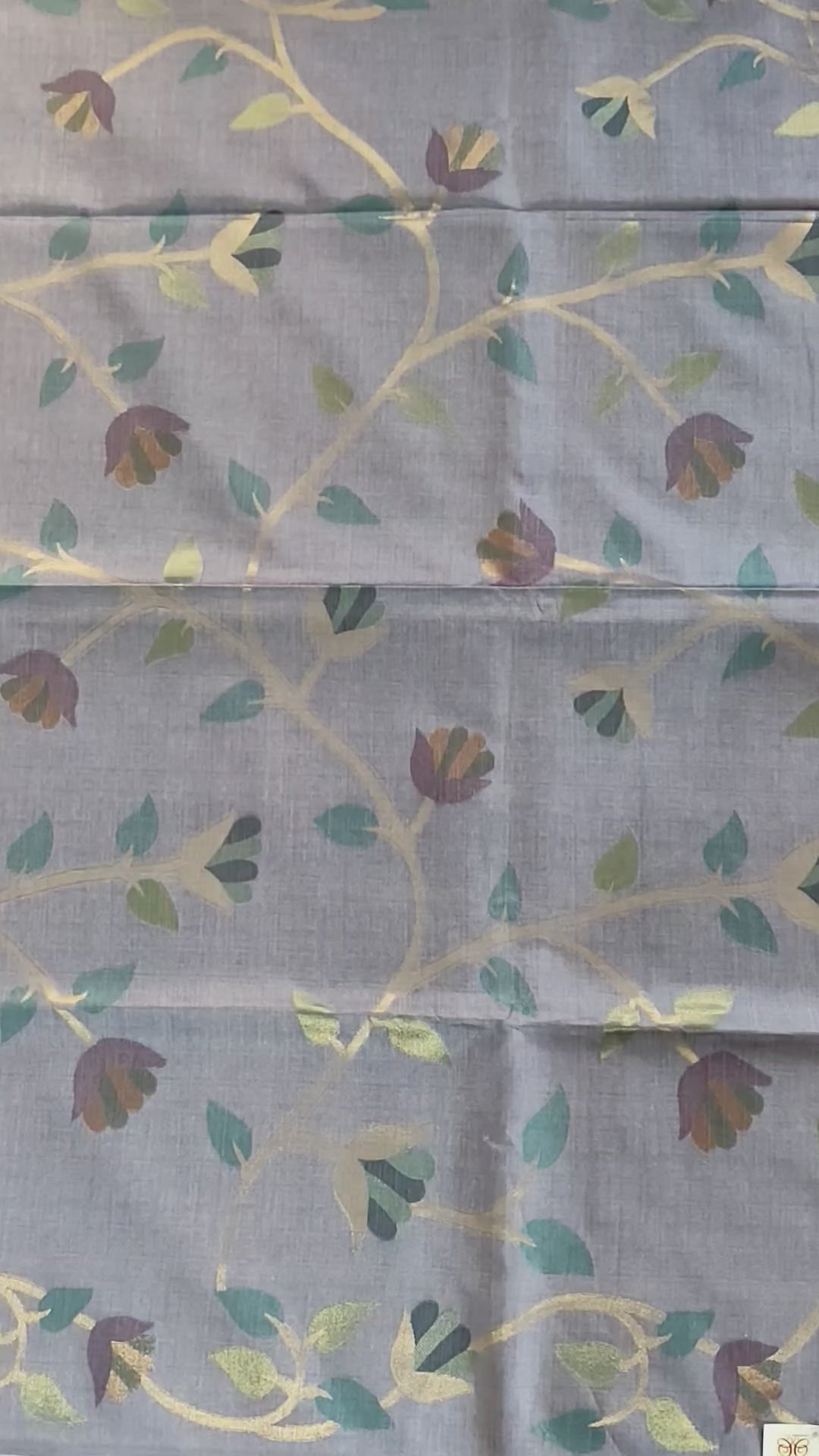 Misty Blue-Grey Pure Tussar Jamdani Saree