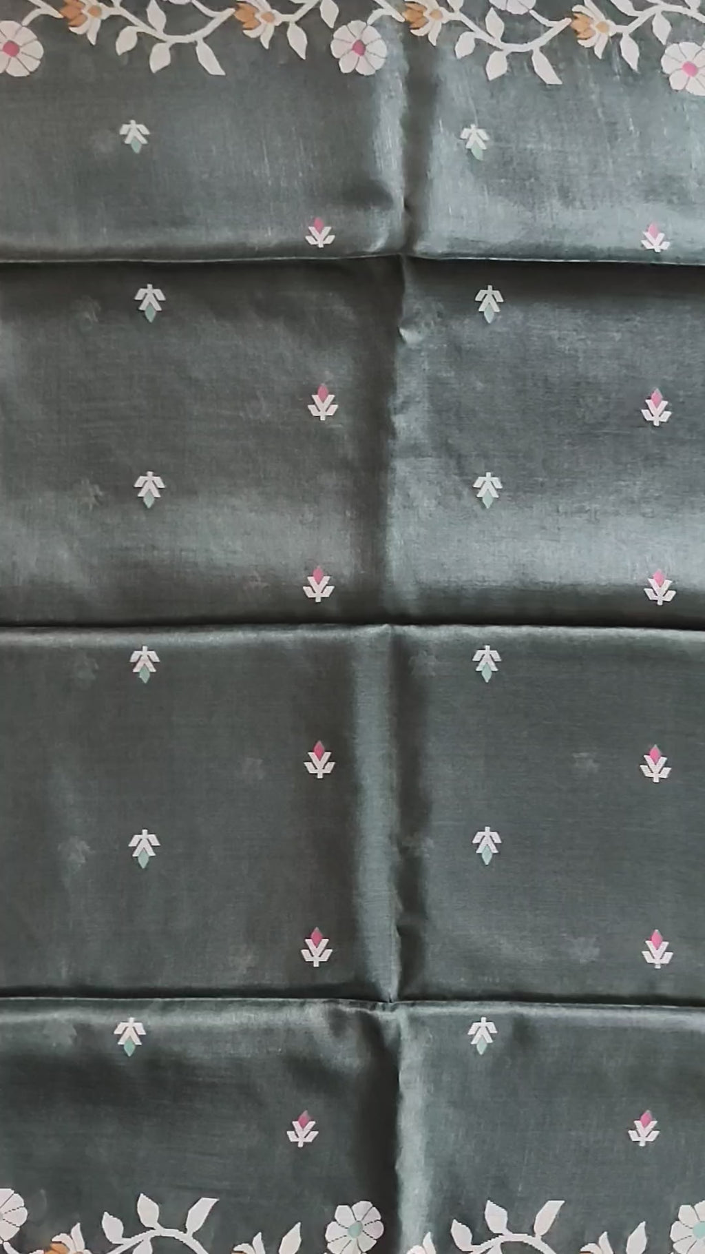 Pure Tussar Jamdani Silk Saree – Forest Green