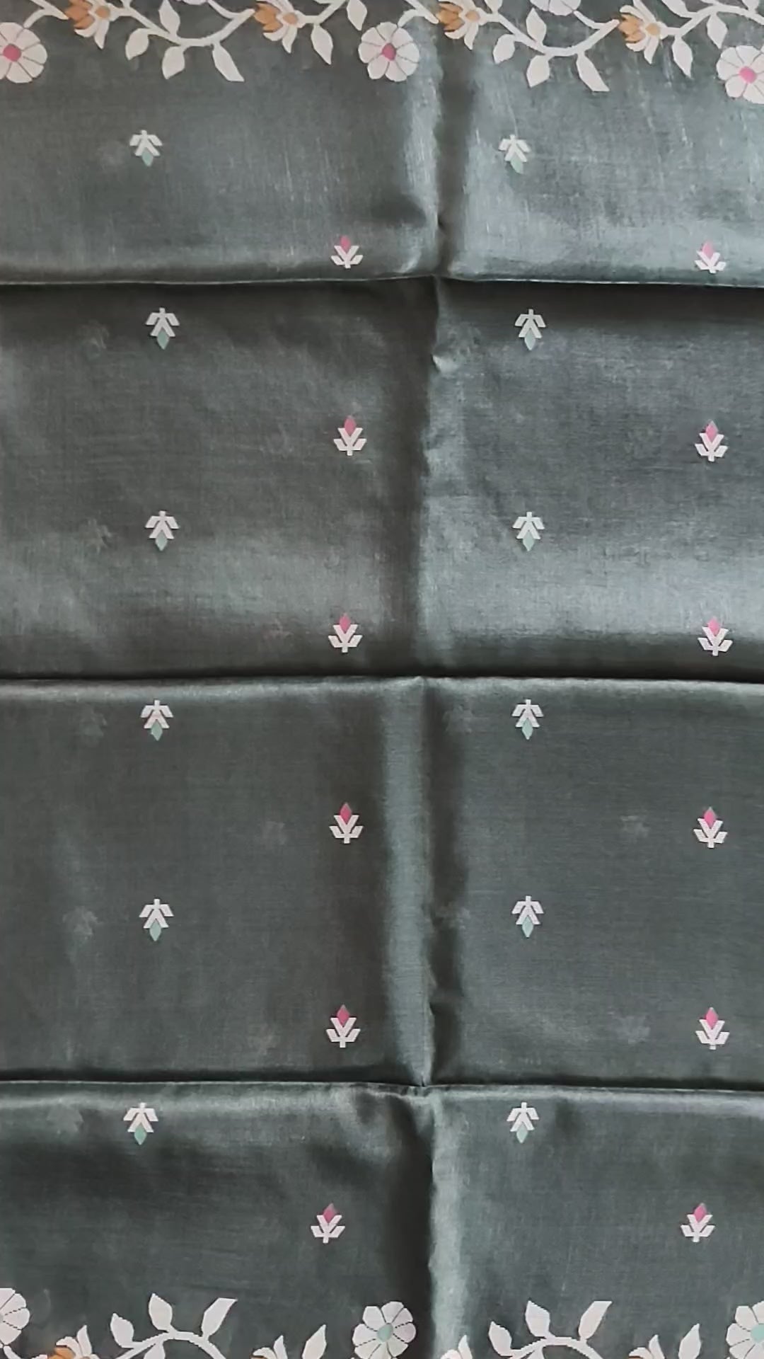 Pure Tussar Jamdani Silk Saree – Forest Green