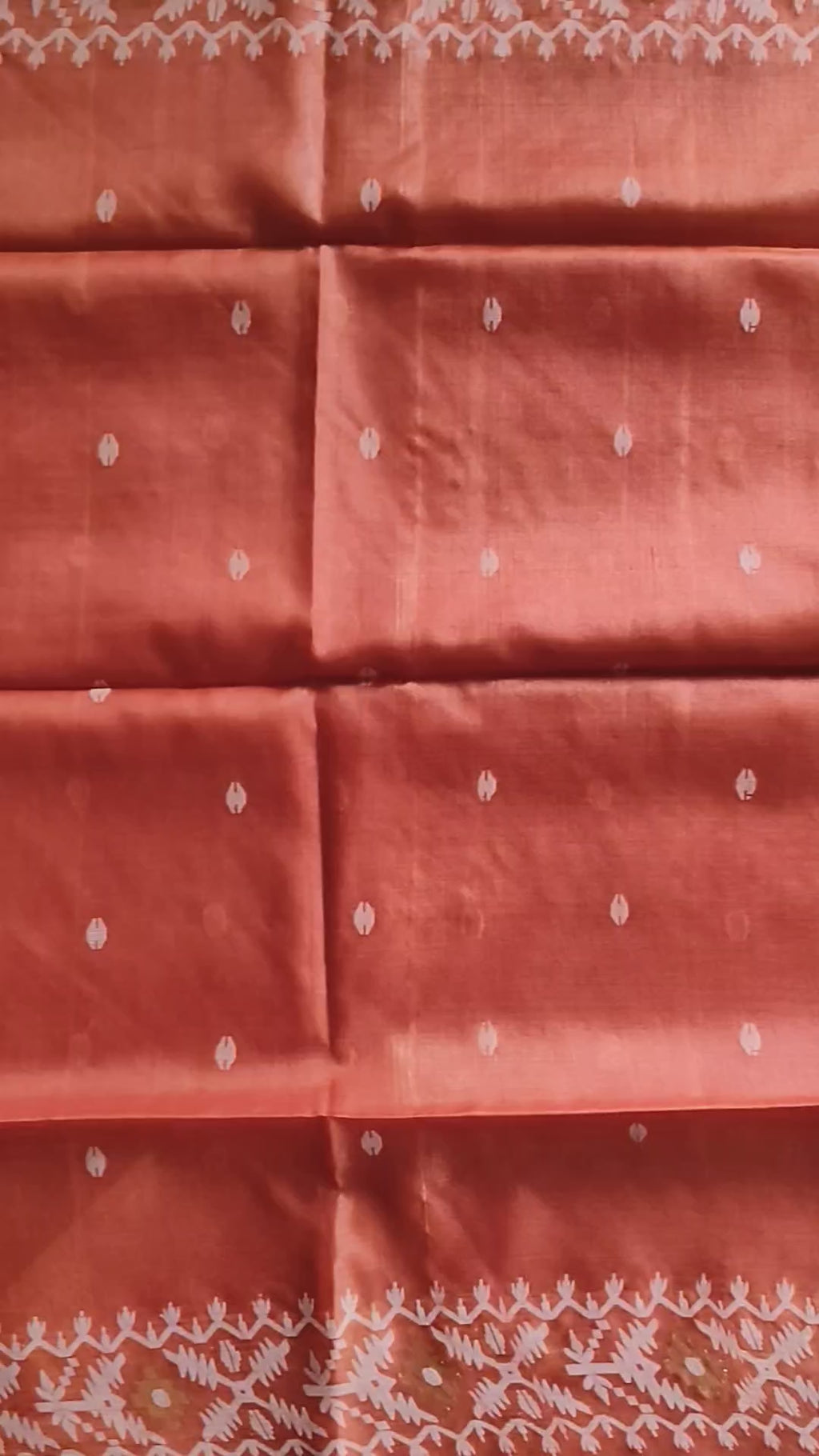 Pure Tussar Jamdani Silk Saree – Vermilion Orange