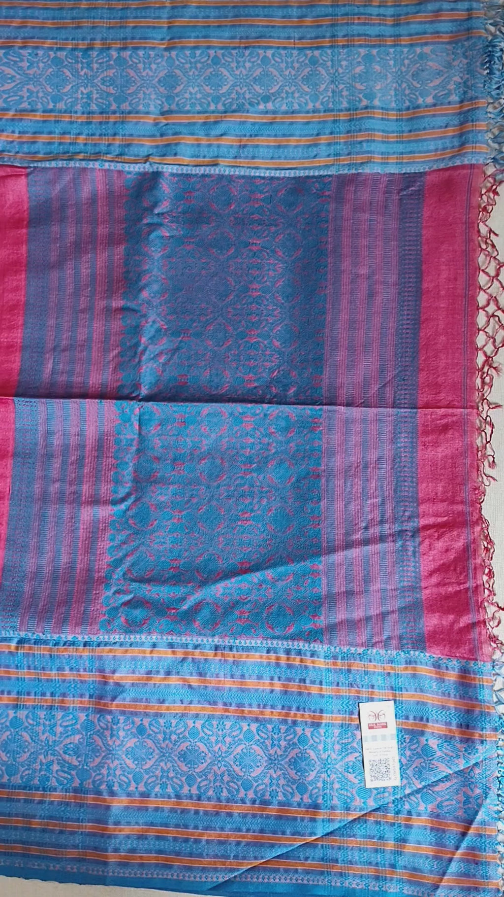 Tussar Silk Saree (Skirt Border) Rani Pink body