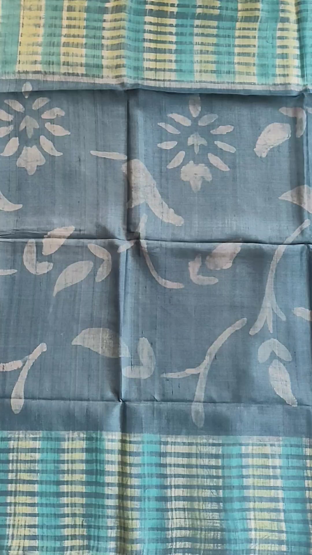 Digital Print Tussar Silk Saree - Deep Teal-Blue