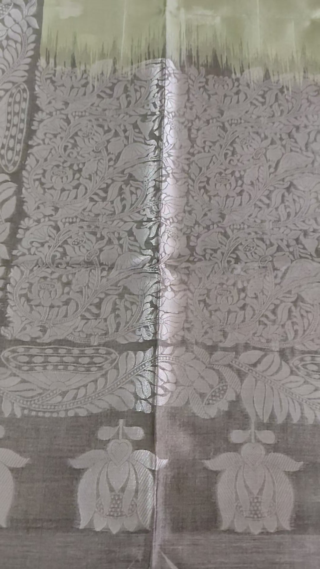 Sage Green Pure Tussar Jamdani Silk Saree