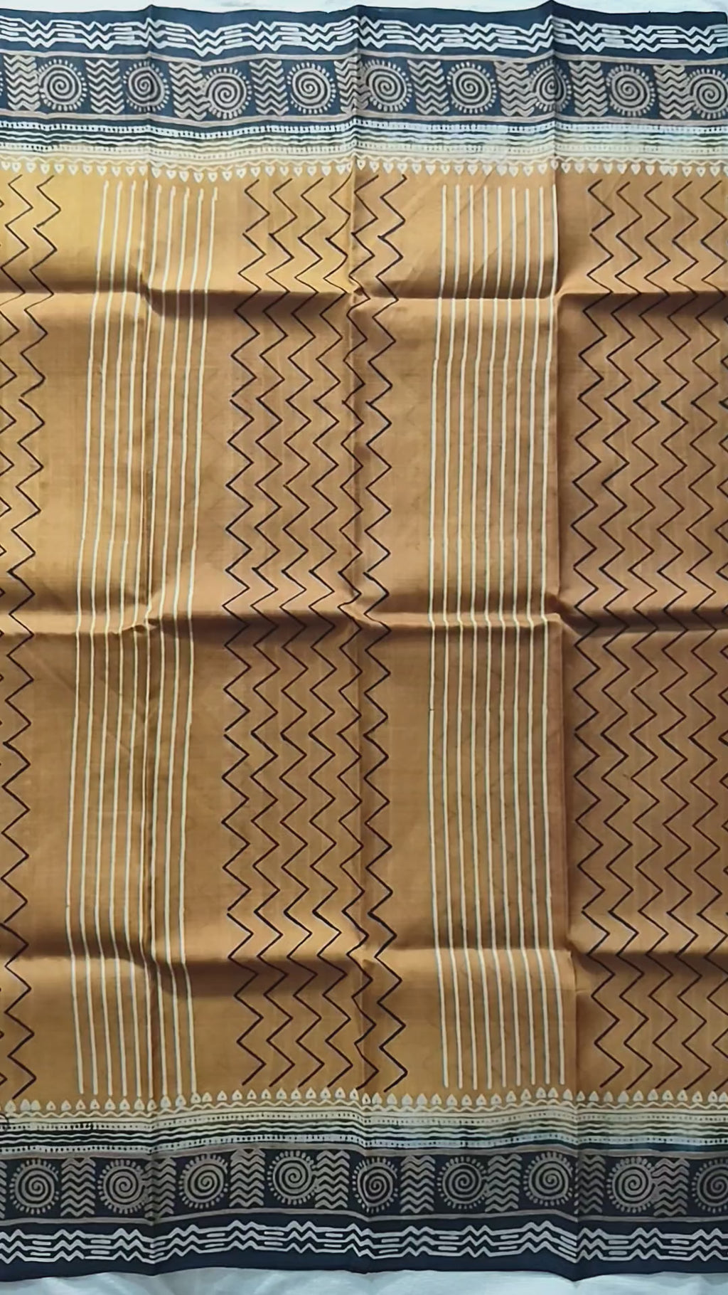 Mustard and Black Pure Silk Saree with Floral Pallu