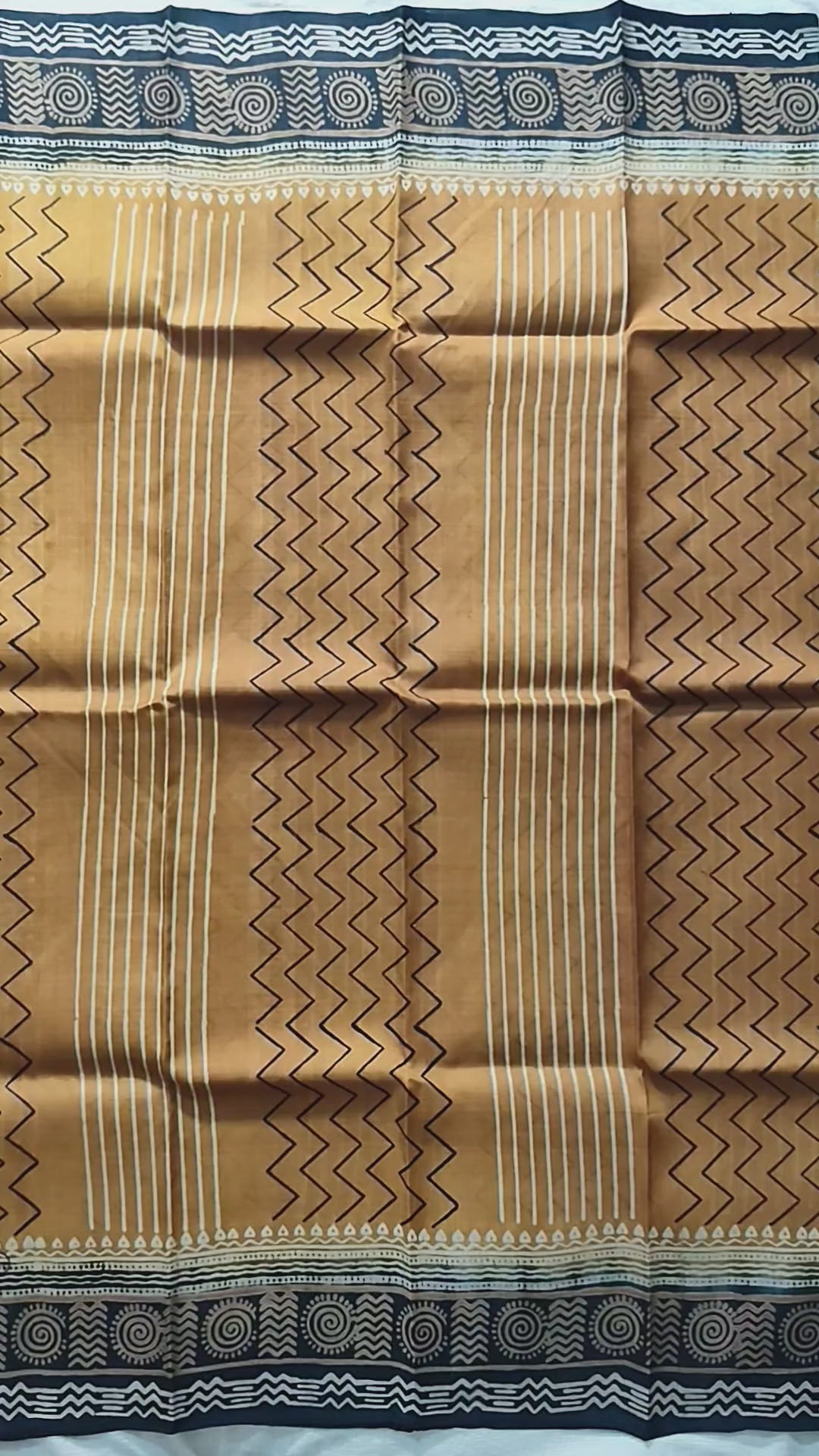 Mustard and Black Pure Silk Saree with Floral Pallu