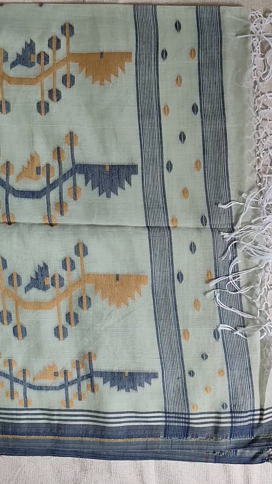Cotton Khadi Saree - Mint Green