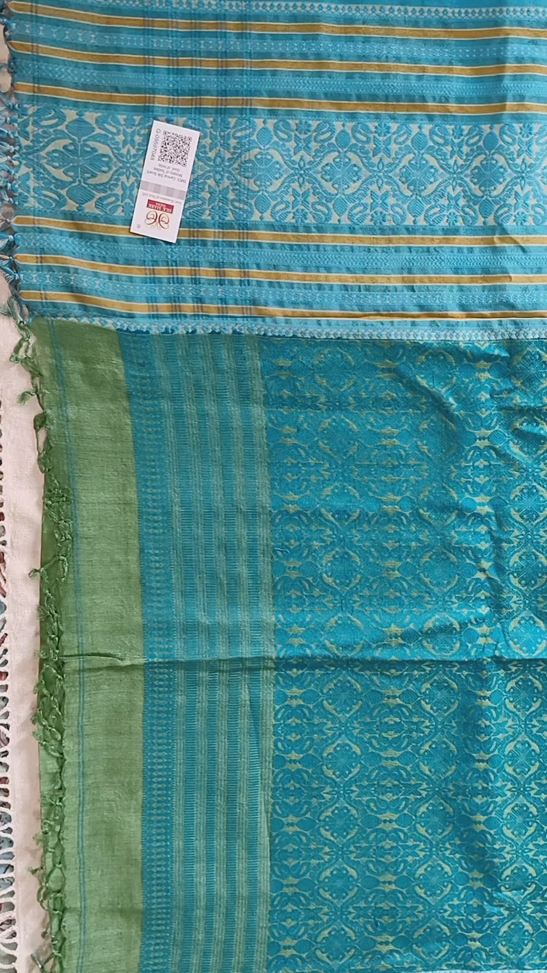 Tussar Silk Saree (Skirt Border) Leaf Green body