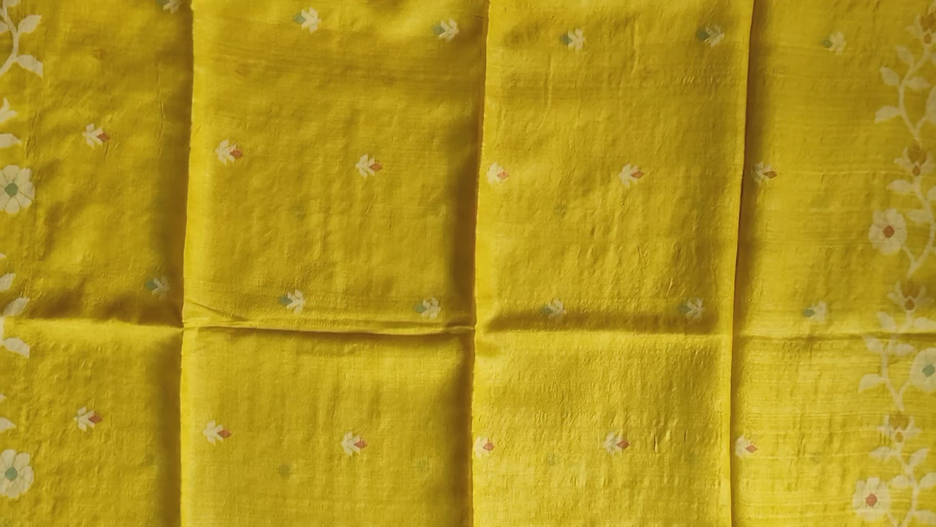 Pure Tussar Jamdani Silk Saree - Sunshine Yellow