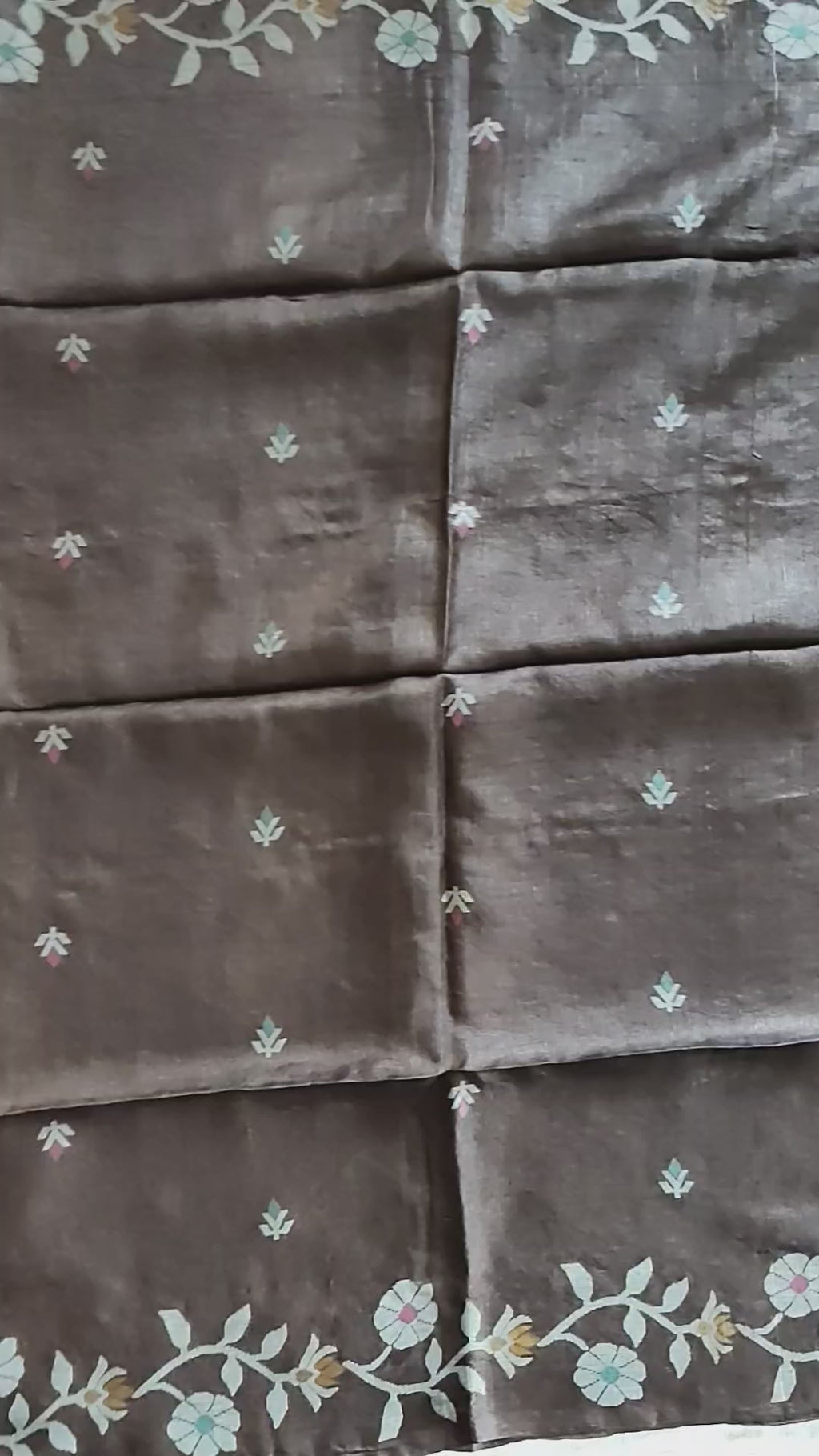 Pure Tussar Jamdani Silk Saree - Chocolate Brown