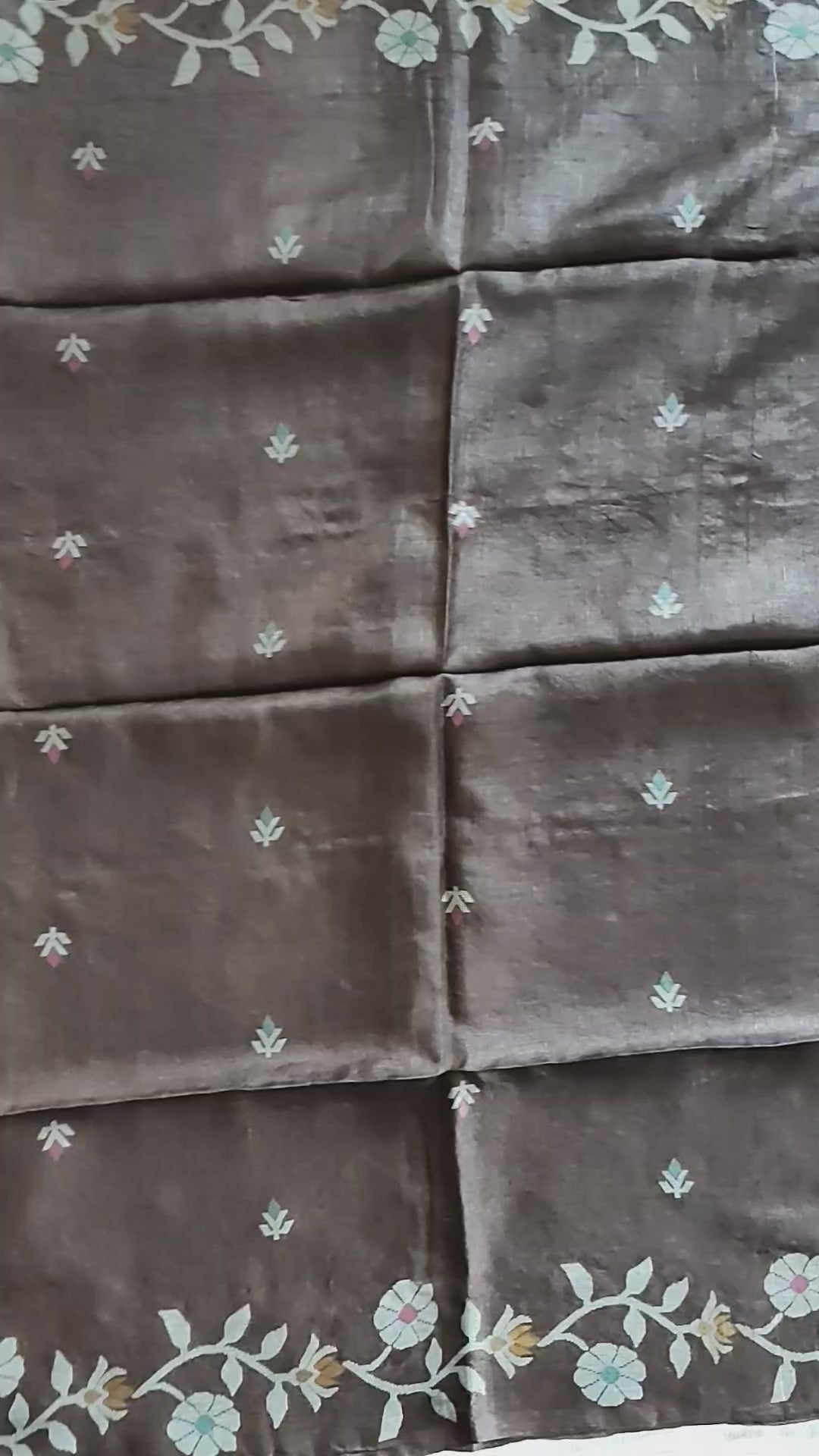Pure Tussar Jamdani Silk Saree - Chocolate Brown